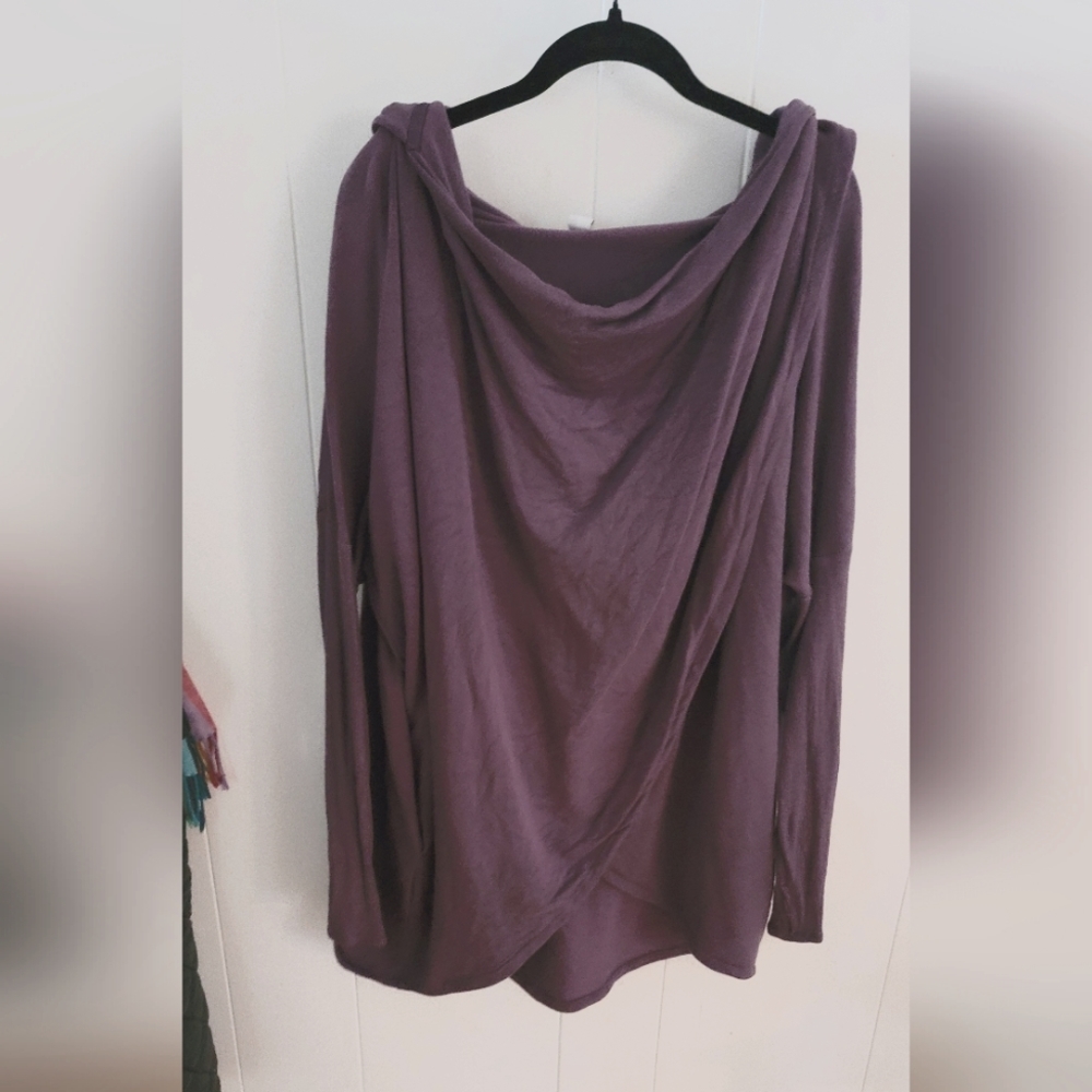 Athleta wrap flowy sweater hooded lavender purple